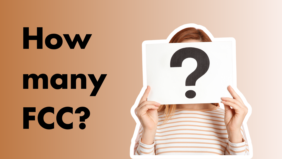 Image showing the title "How many FCC" with a woman holding a question mark in front of her face
