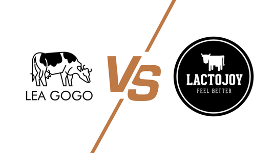 Comparison chart of lactase supplement brands showing FCC strength, tablet size, and usage differences.